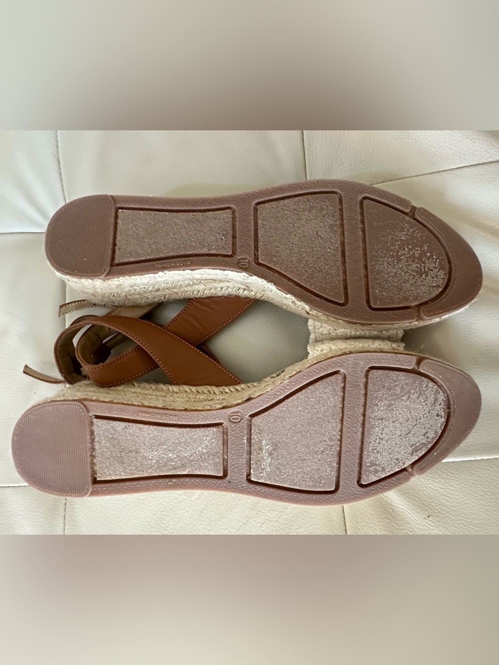 Talbots Cream Espadrille Wedges with Brown Ankle Straps - Picture 4 of 5